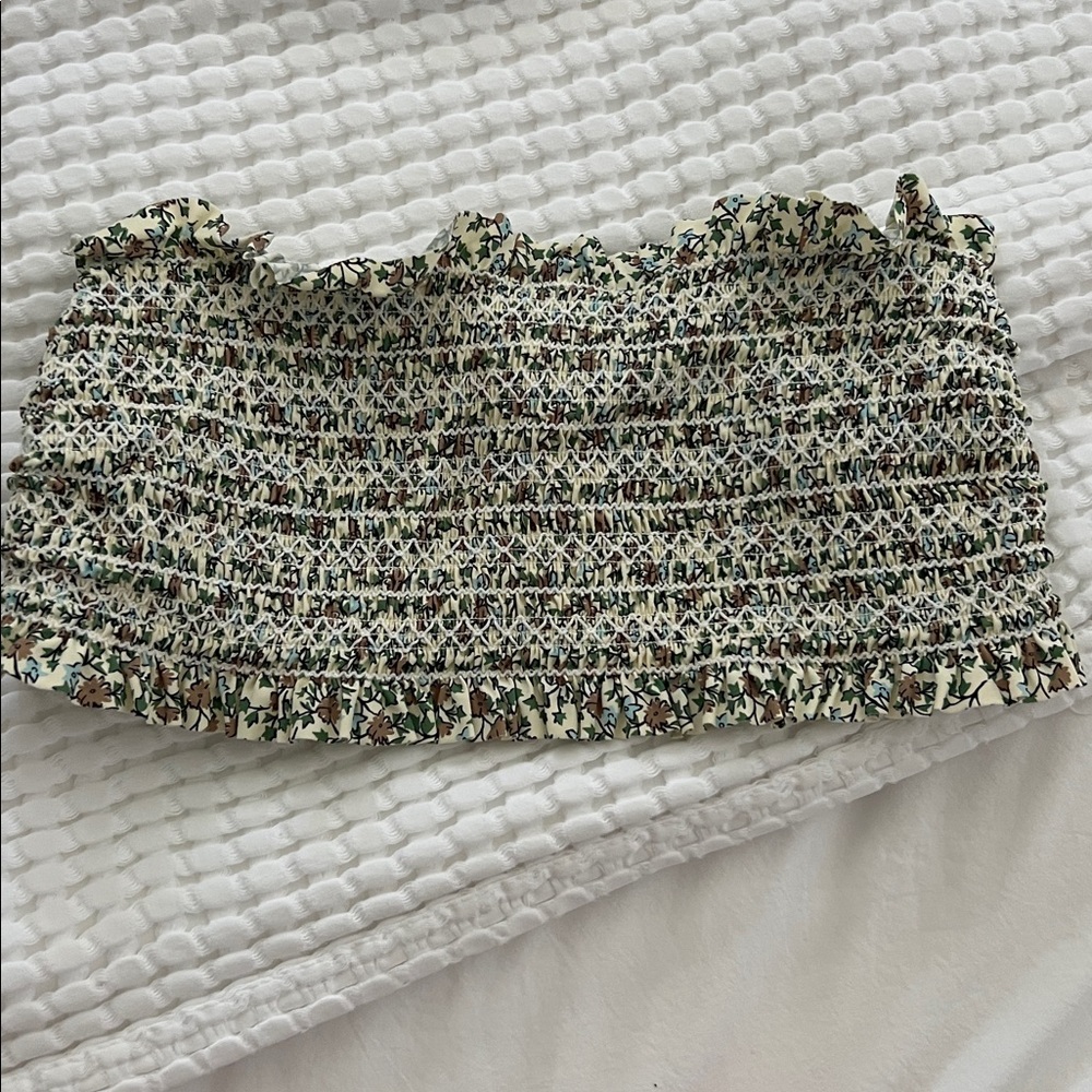 Tory Burch Costa Smocked tube Swim suit top
